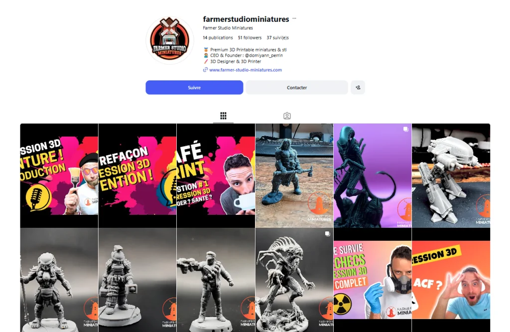Page instagram @farmerstudiominiatures de Dominique Perrin